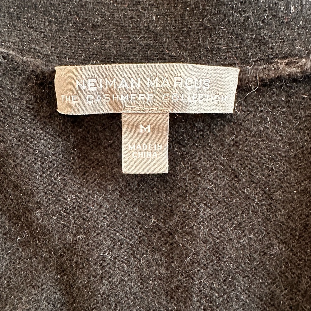Neiman Marcus Black Open-Front Women’s Cardigan 100% Cashmere - Picture 6 of 8